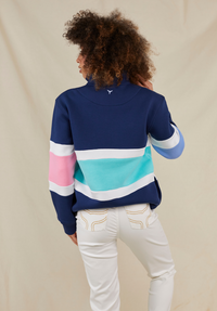 Evesham Women's Quarter Zip Sweatshirt - Navy - Whale Of A Time Clothing