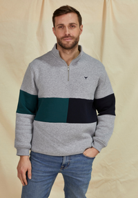 Norfolk Men's Quarter Zip Sweatshirt - Grey - Whale Of A Time Clothing