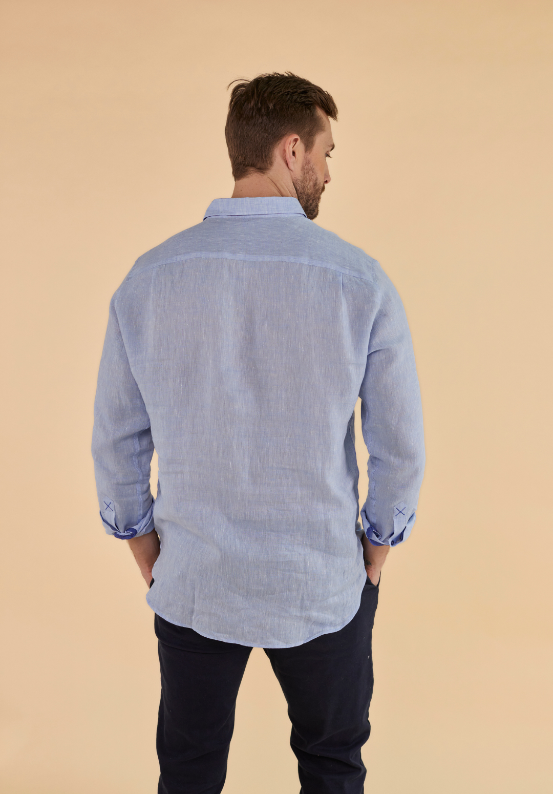 Oakham Men's Linen Shirt - Blue - Whale Of A Time Clothing