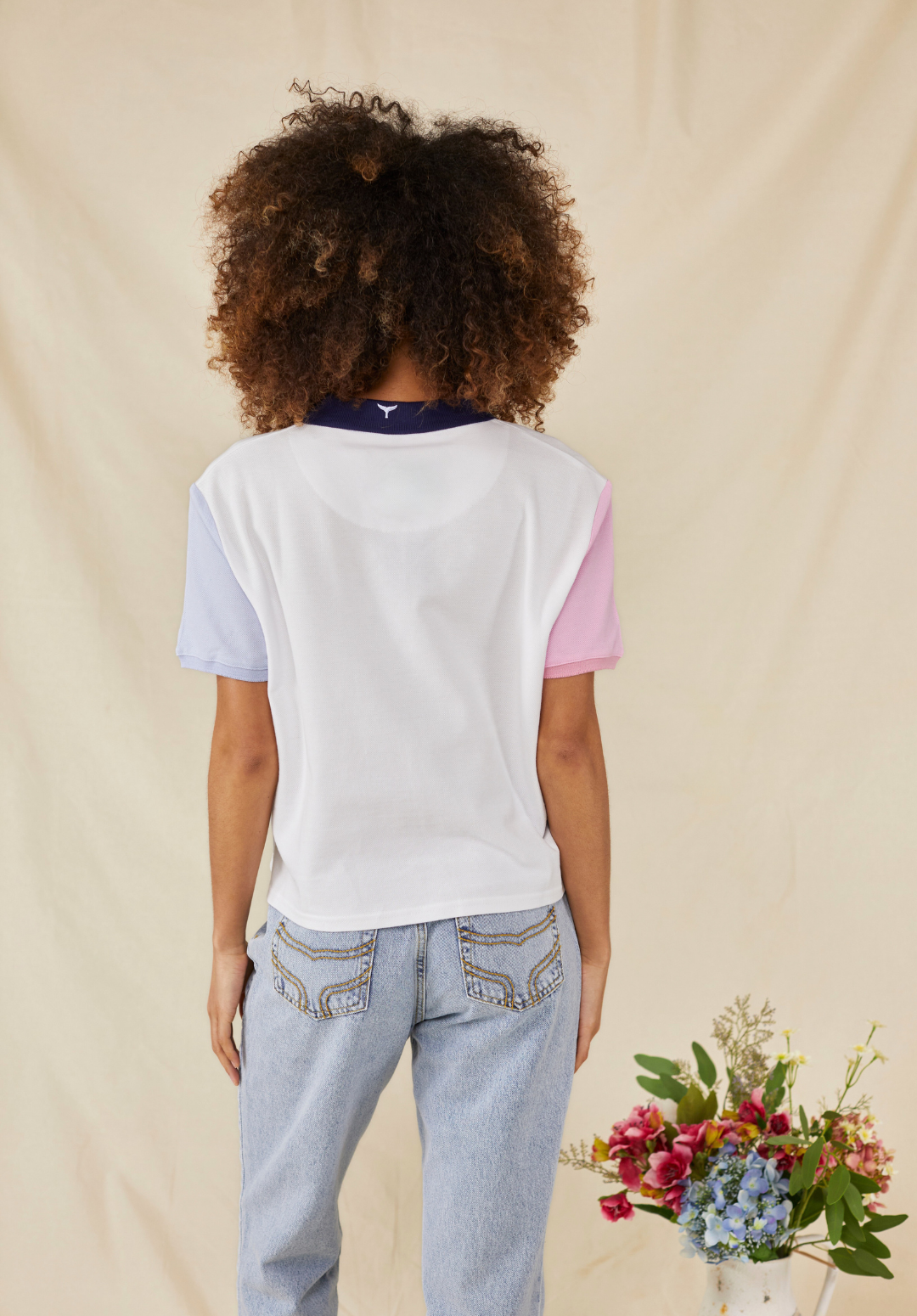 Polzeath Women's Cropped Polo Shirt - White - Whale Of A Time Clothing