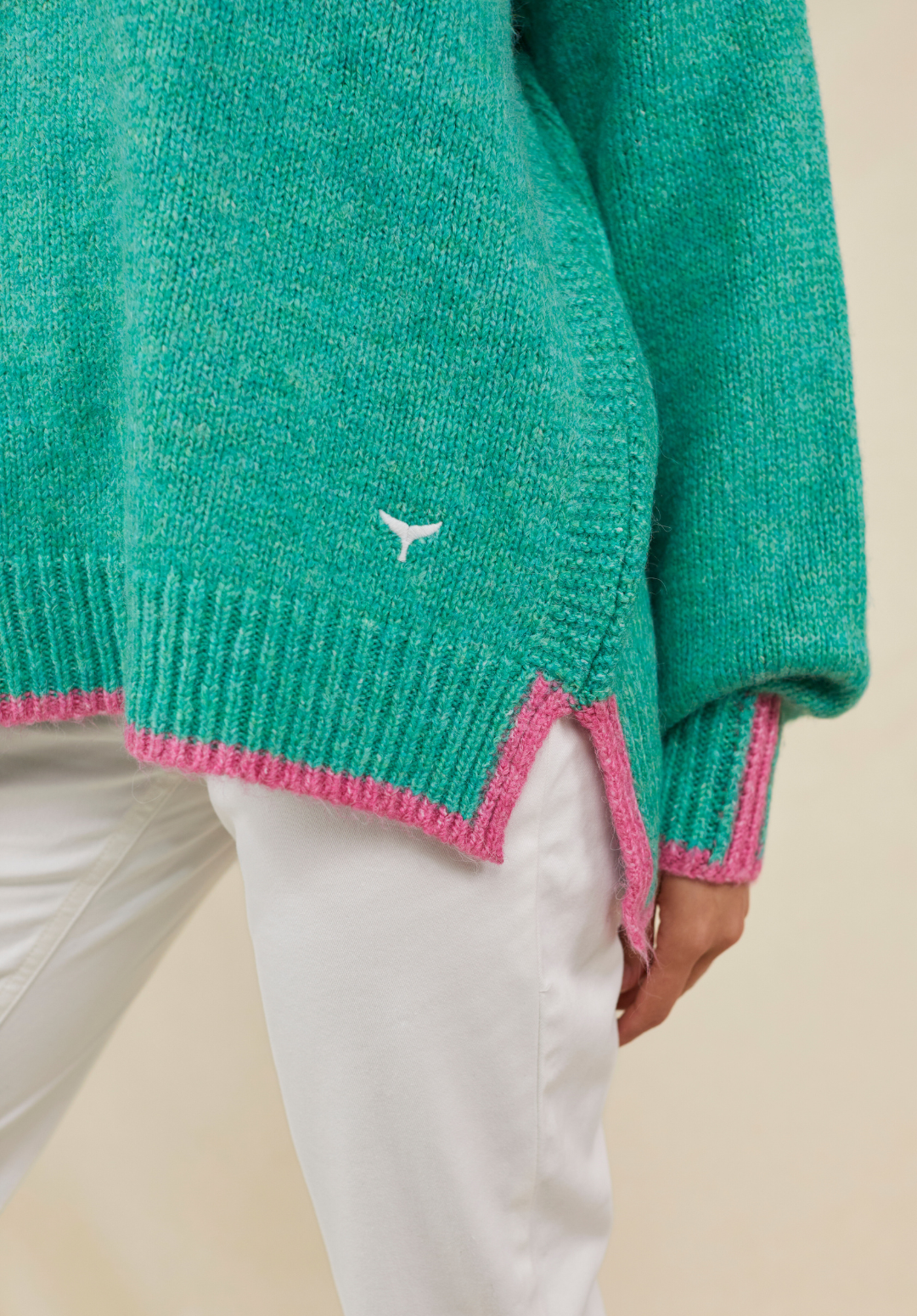 Rockingham Women's Jumper - Green/Pink - Whale Of A Time Clothing