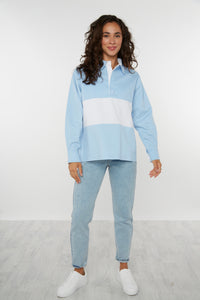 Padstow Unisex Deck Shirt - Blue - Whale Of A Time Clothing