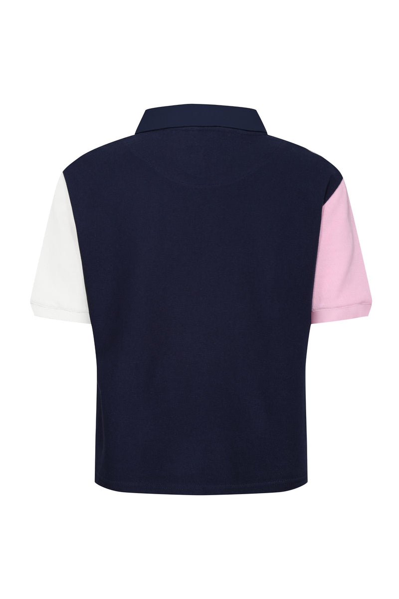Polzeath Cropped Polo Shirt - Navy - Whale Of A Time Clothing