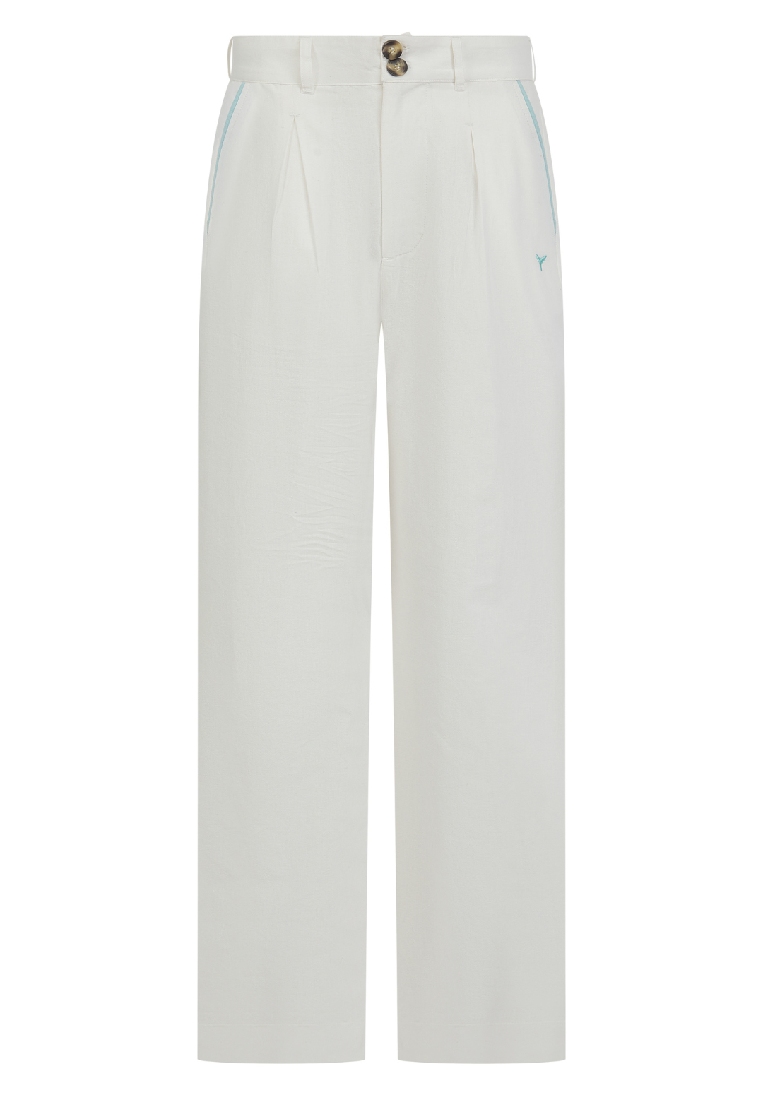 Oban Women's Linen Trousers - Ecru/Mint - Whale Of A Time Clothing