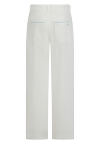 Oban Women's Linen Trousers - Ecru/Mint - Whale Of A Time Clothing