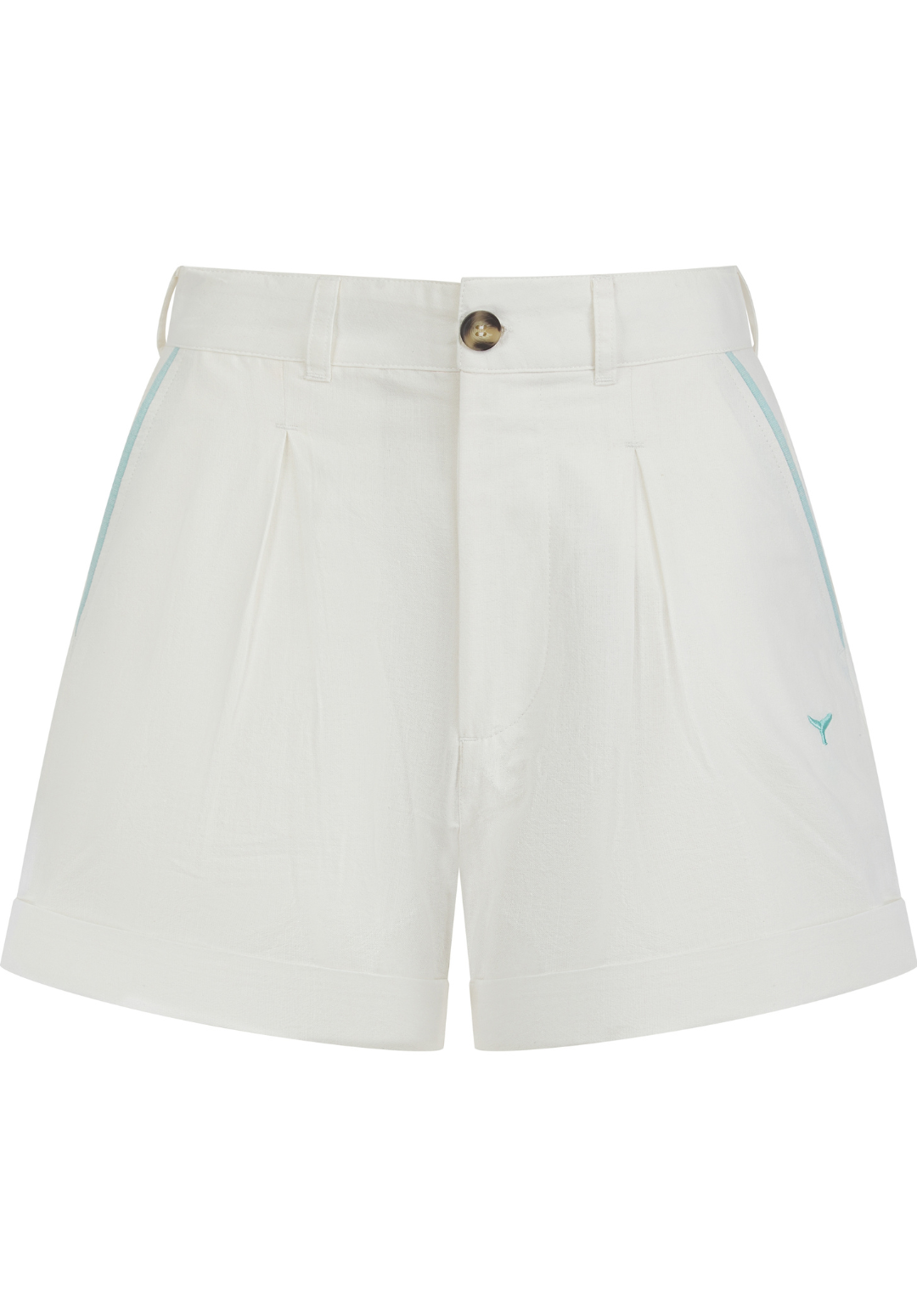 Oban Women's Linen Shorts - Ecru/Mint - Whale Of A Time Clothing