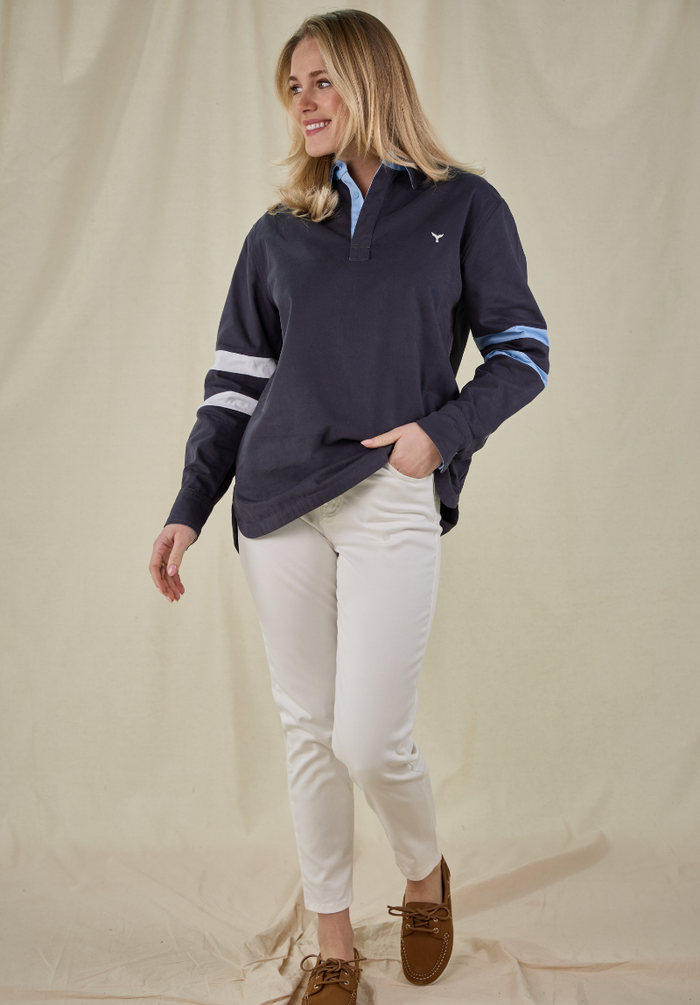 Edinburgh Women's Deck Shirt - Navy/Blue/White