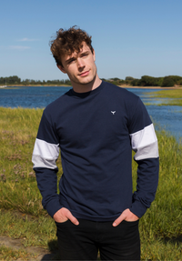 Thornham Unisex Long Sleeved T-Shirt - Navy - Whale Of A Time Clothing