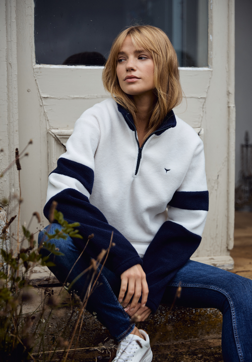 Weybourne Unisex Fleece Quarter Zip - White - Whale Of A Time Clothing