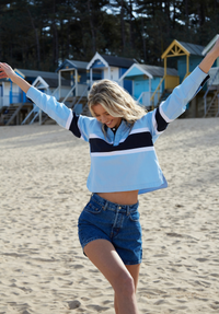 Hurley Cropped Deck Shirt - Blue - Whale Of A Time Clothing