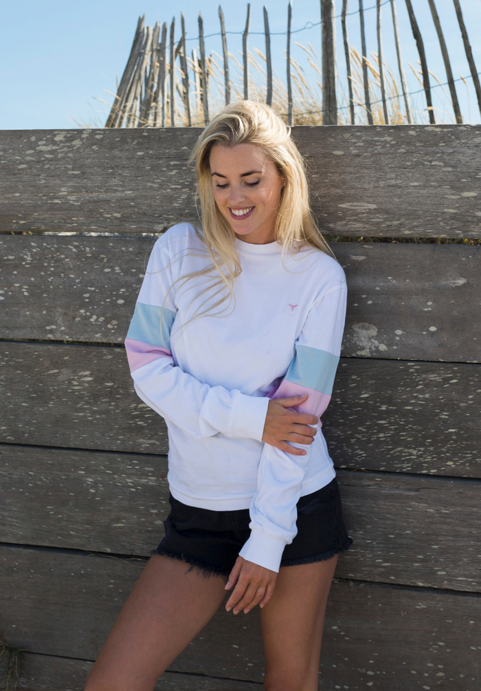 Thornham Unisex Long Sleeved T-Shirt - White - Whale Of A Time Clothing