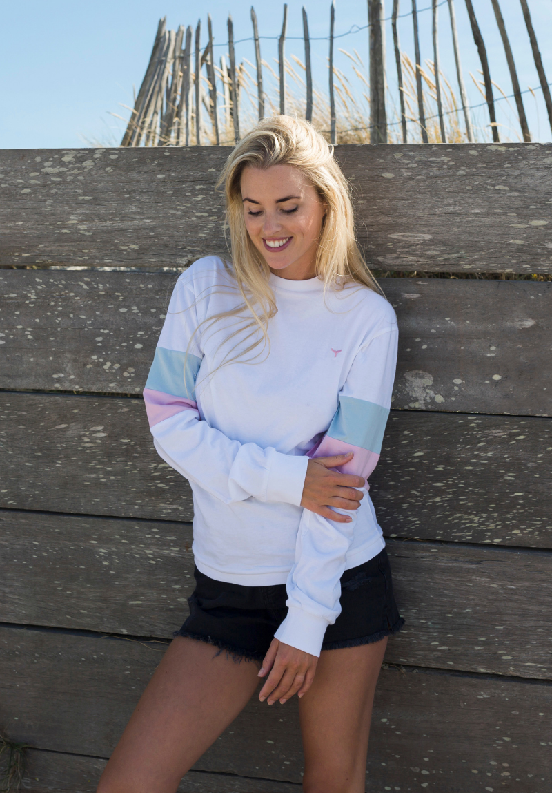 Thornham Unisex Long Sleeved T-Shirt - White - Whale Of A Time Clothing