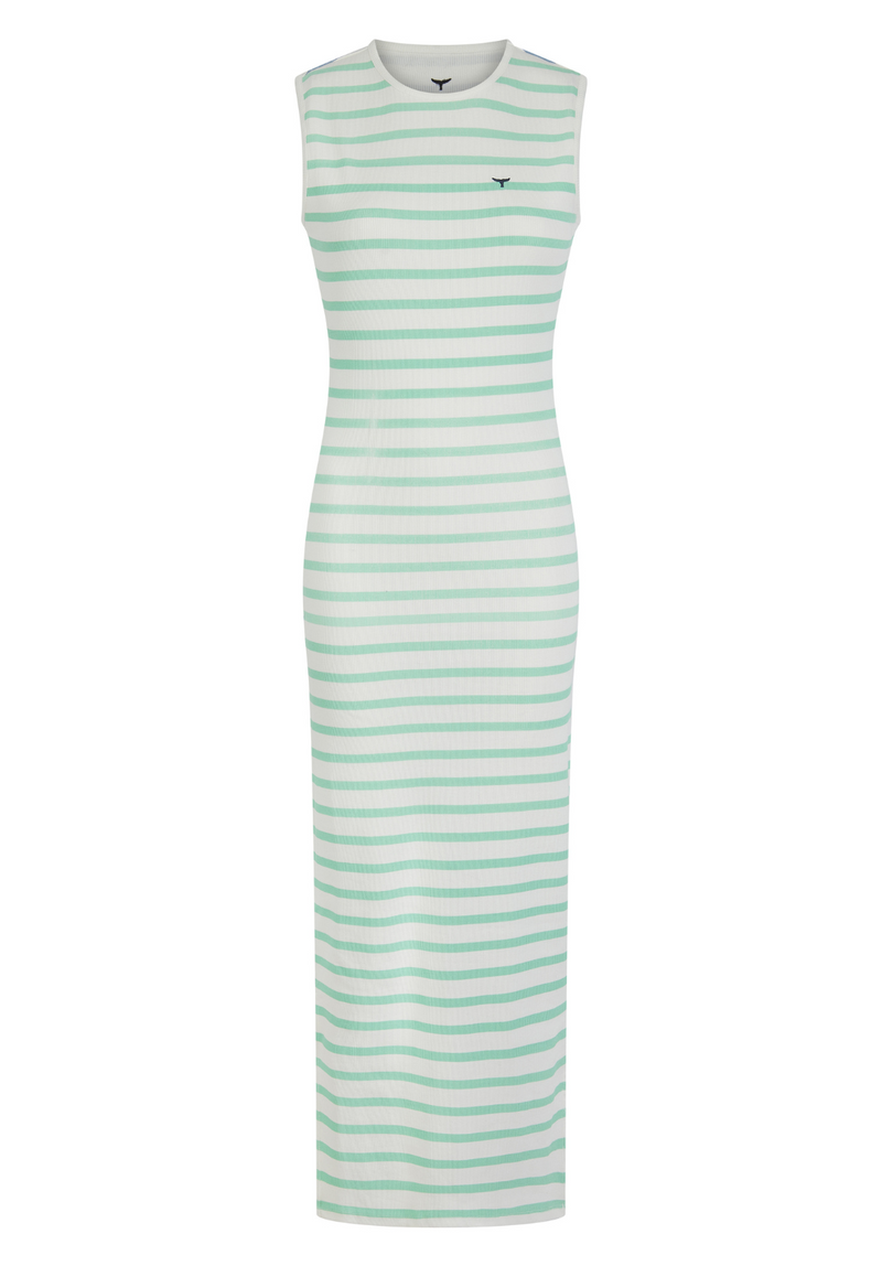 Aldborough Maxi Dress - White/Mint/Blue - Whale Of A Time Clothing