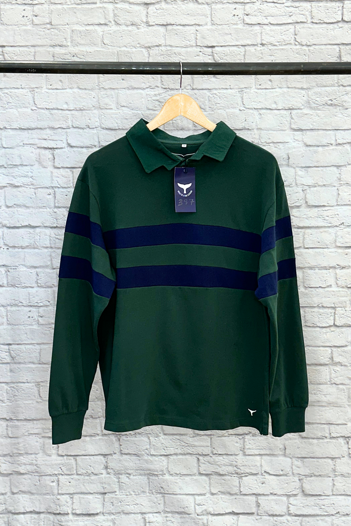 S&S Holme Rugby Shirt - Green M (387) - Whale Of A Time Clothing