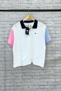 S&S Polzeath Cropped Polo Shirt - White M (399) - Whale Of A Time Clothing
