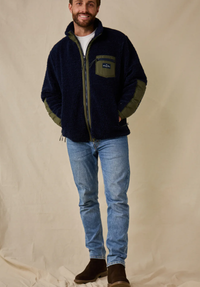 Highland Men's Sherpa Jacket - Navy/Olive - Whale Of A Time Clothing