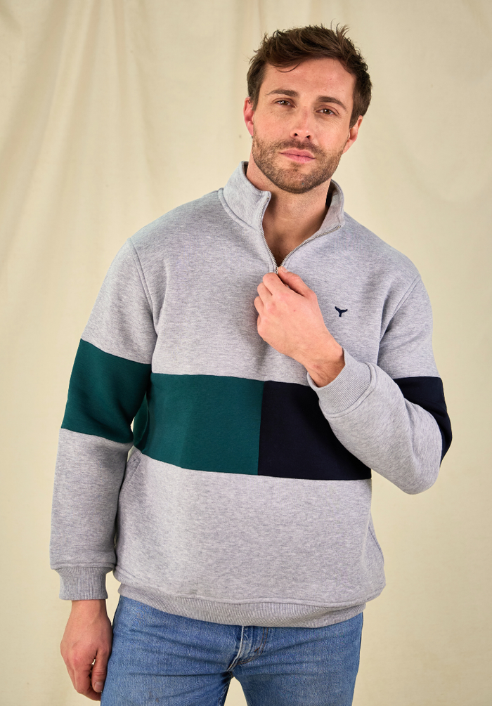 Norfolk Men's Quarter Zip Sweatshirt - Grey