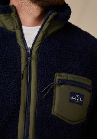 Highland Men's Sherpa Jacket - Navy/Olive - Whale Of A Time Clothing