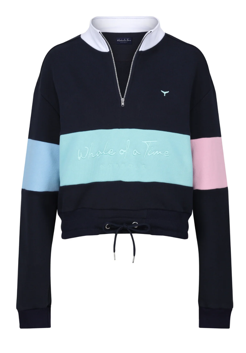 Kingsbridge Women's Cropped Quarter Zip Sweatshirt - Navy #748