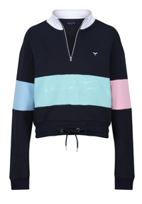 Kingsbridge Women's Cropped Quarter Zip Sweatshirt - Navy #748