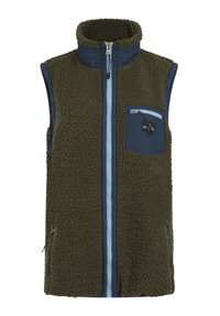 Highland Unisex Sherpa Gilet XS - Olive/Navy #604
