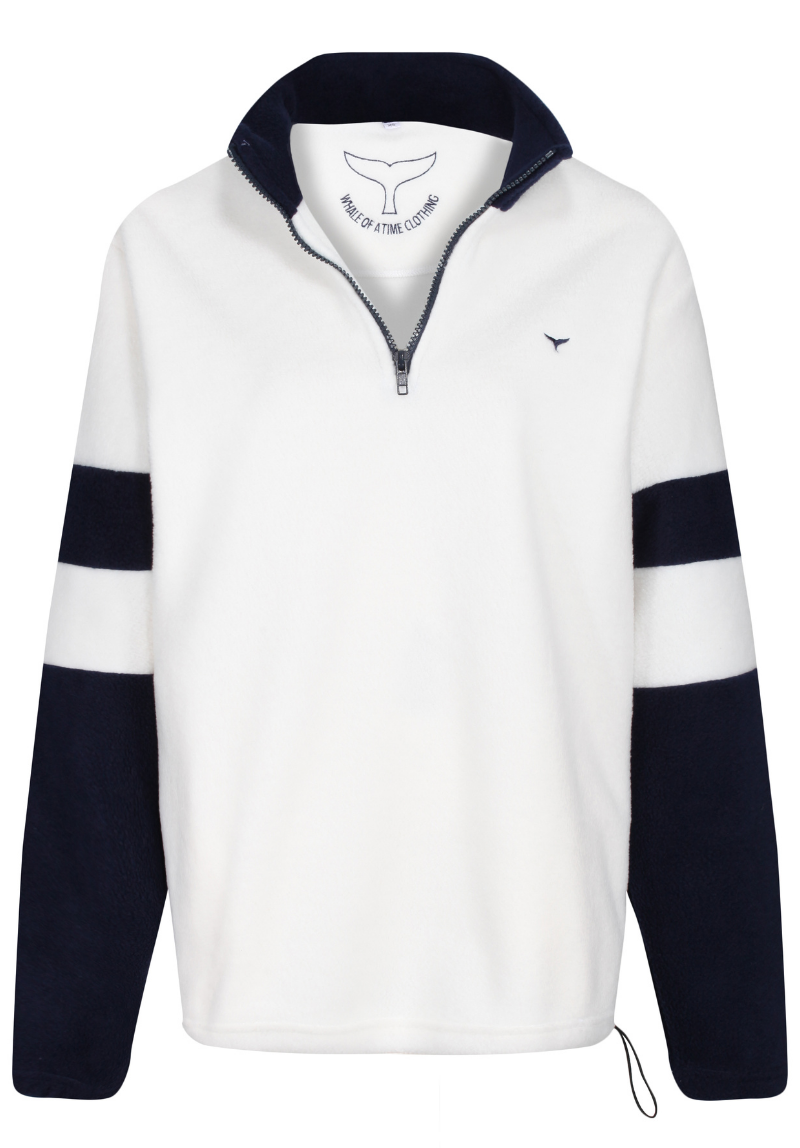 Weybourne Unisex Quarter Zip Fleece L - White/Navy #605