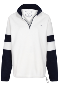 Weybourne Unisex Quarter Zip Fleece L - White/Navy #605