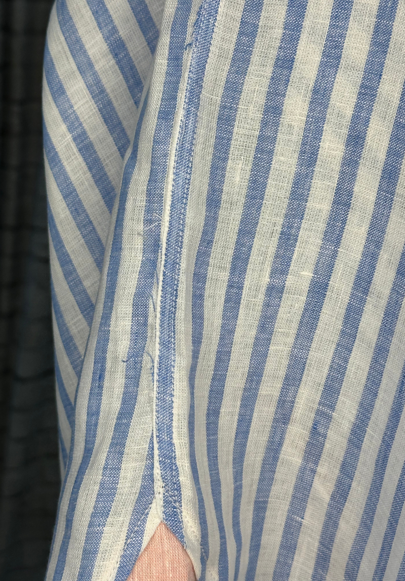 Exmoor Women's Linen Shirt L - Blue/White #631