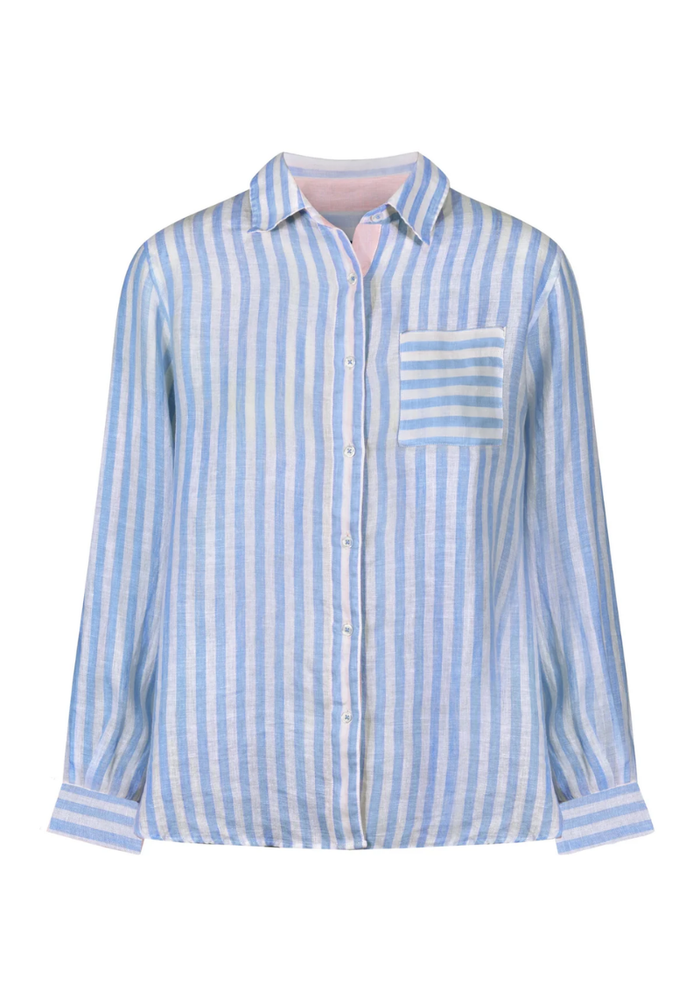 Exmoor Women's Linen Shirt L - Blue/White #631