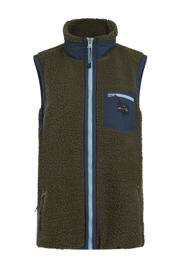 Highland Unisex Sherpa Gilet M - Olive/Navy #632