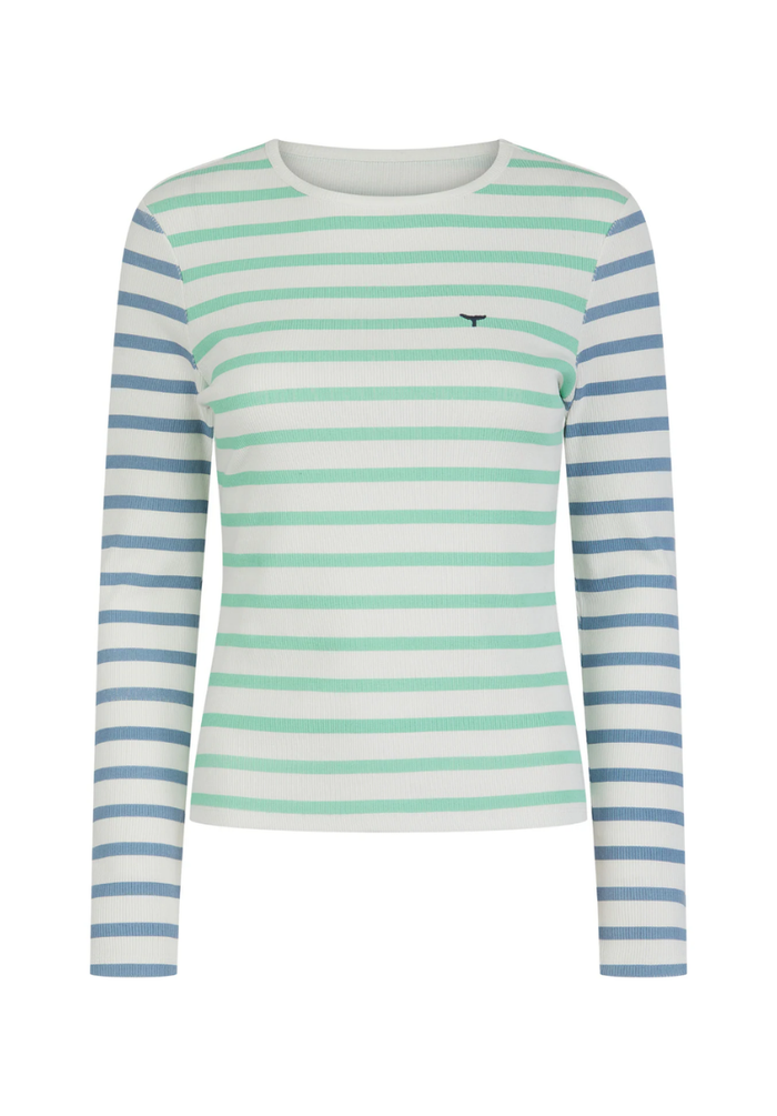 Henley Women's Long Sleeved T-Shirt S - White/Mint/Blue #666