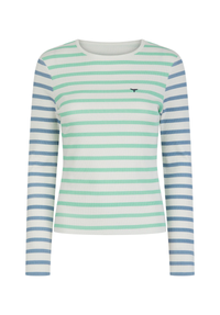Henley Women's Long Sleeved T-Shirt L - White/Mint/Blue #702