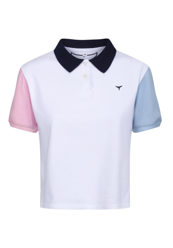 Polzeath Women's Cropped Polo Shirt M - White #672