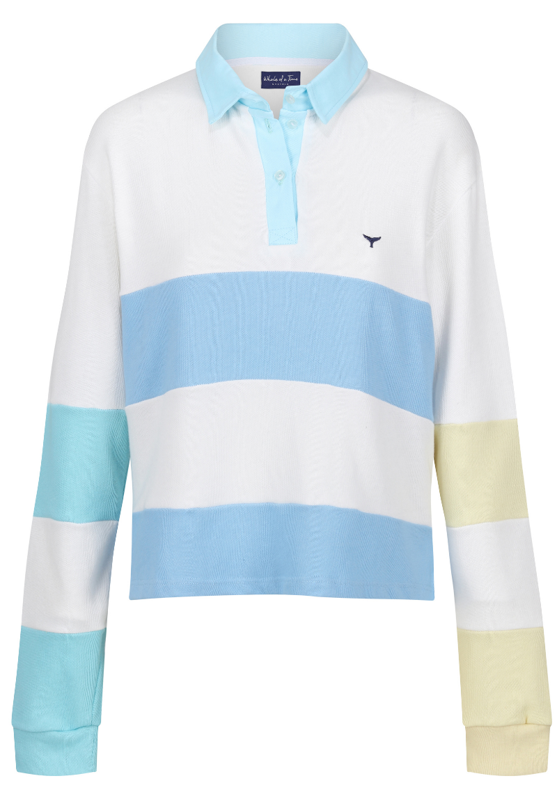 Exmouth Women's Rugby Shirt S - White/Mint/Cornflower #675