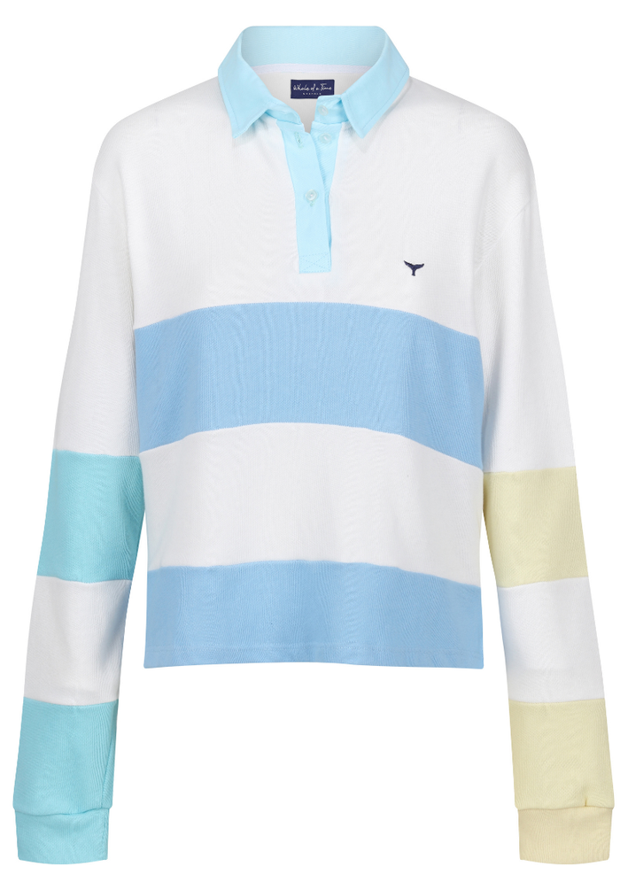 Exmouth Women's Rugby Shirt S - White/Mint/Cornflower #675