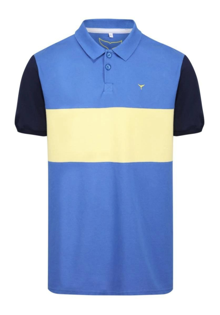 Holt Men's Polo Shirt - Blue/Yellow/Navy #714