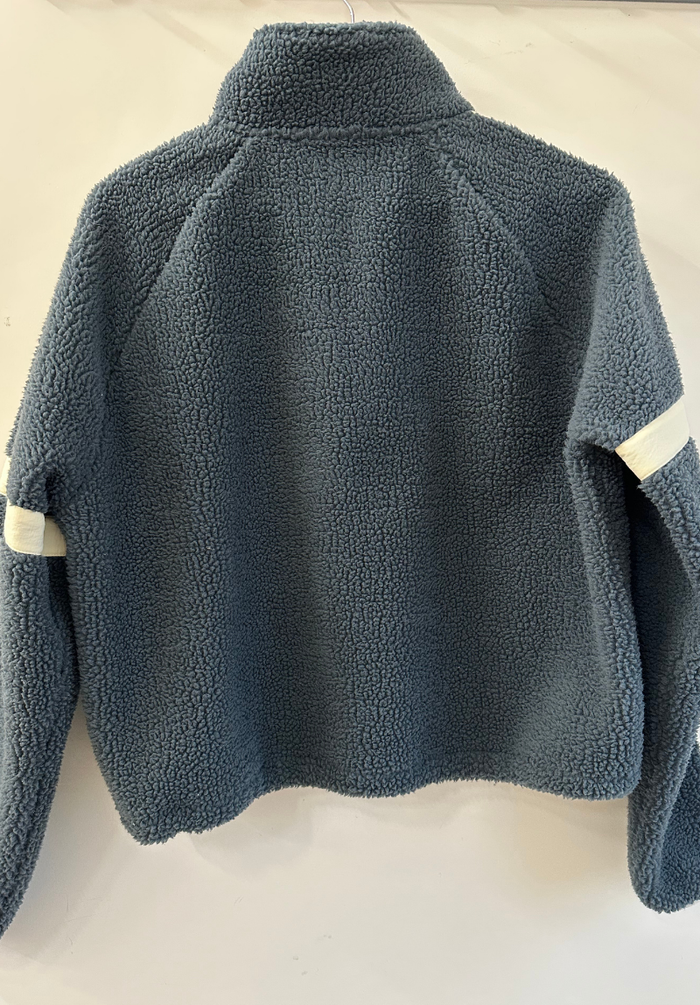 Cropped Women's Sherpa Pullover - Navy #718