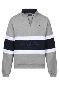 Evesham Unisex Quarter Zip Sweatshirt L - Grey/White/Navy #733