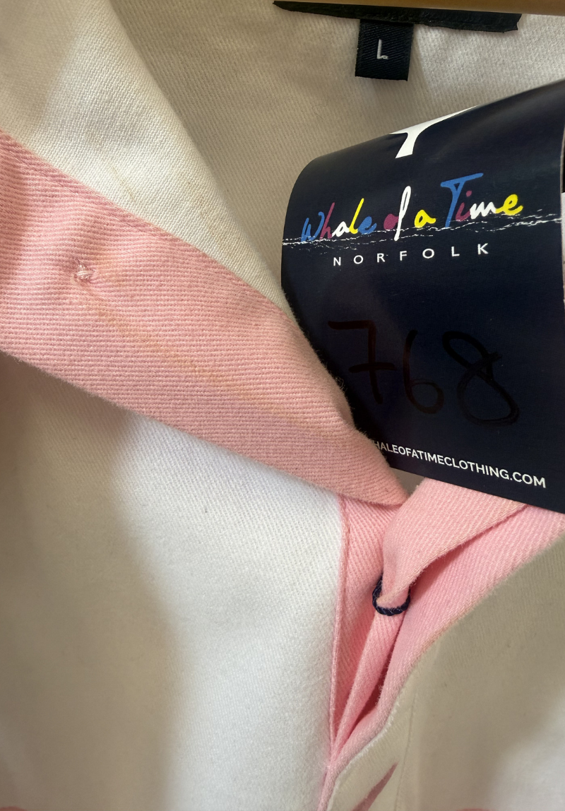Padstow Unisex Deck Shirt XL - White/Pink #768