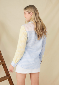 Banbury Women's Linen Shirt - Blue/Pink - Whale Of A Time Clothing