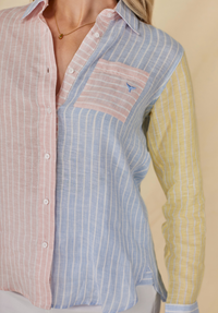Banbury Women's Linen Shirt - Blue/Pink - Whale Of A Time Clothing
