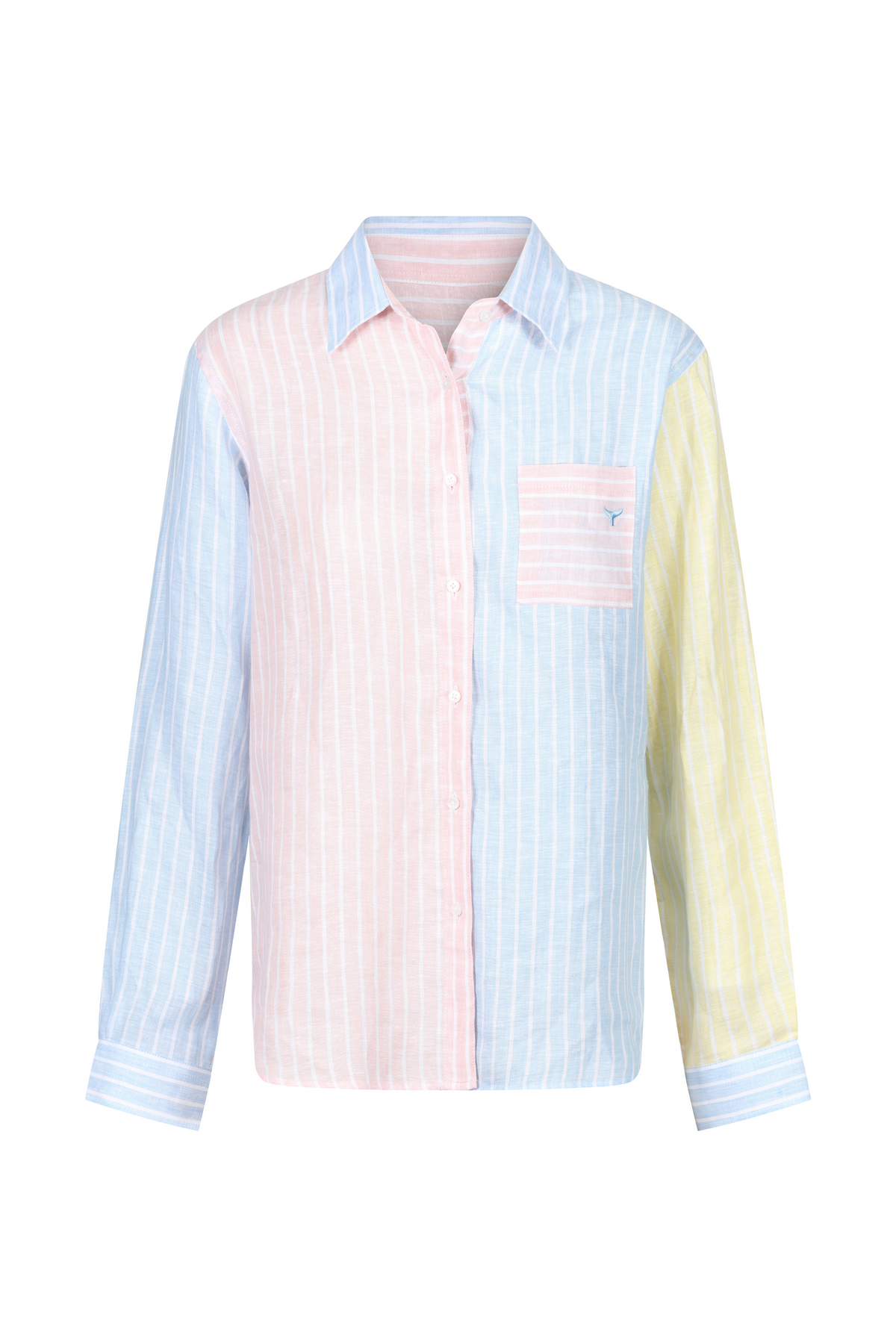 Women's Banbury Linen Shirt - Blue/Pink - Whale Of A Time Clothing