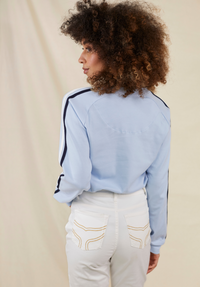 Burnham Women's Long Sleeved T-Shirt - Blue - Whale Of A Time Clothing