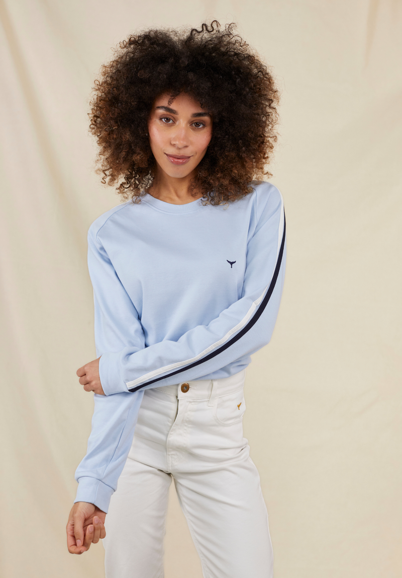 Burnham Women's Long Sleeved T-Shirt - Blue - Whale Of A Time Clothing