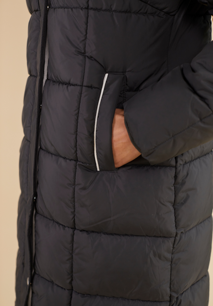 Chatsworth Longline Puffer Coat - Charcoal - Whale Of A Time Clothing