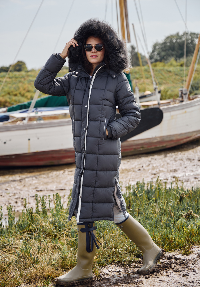 Chatsworth Women's Longline Puffer Coat - Charcoal