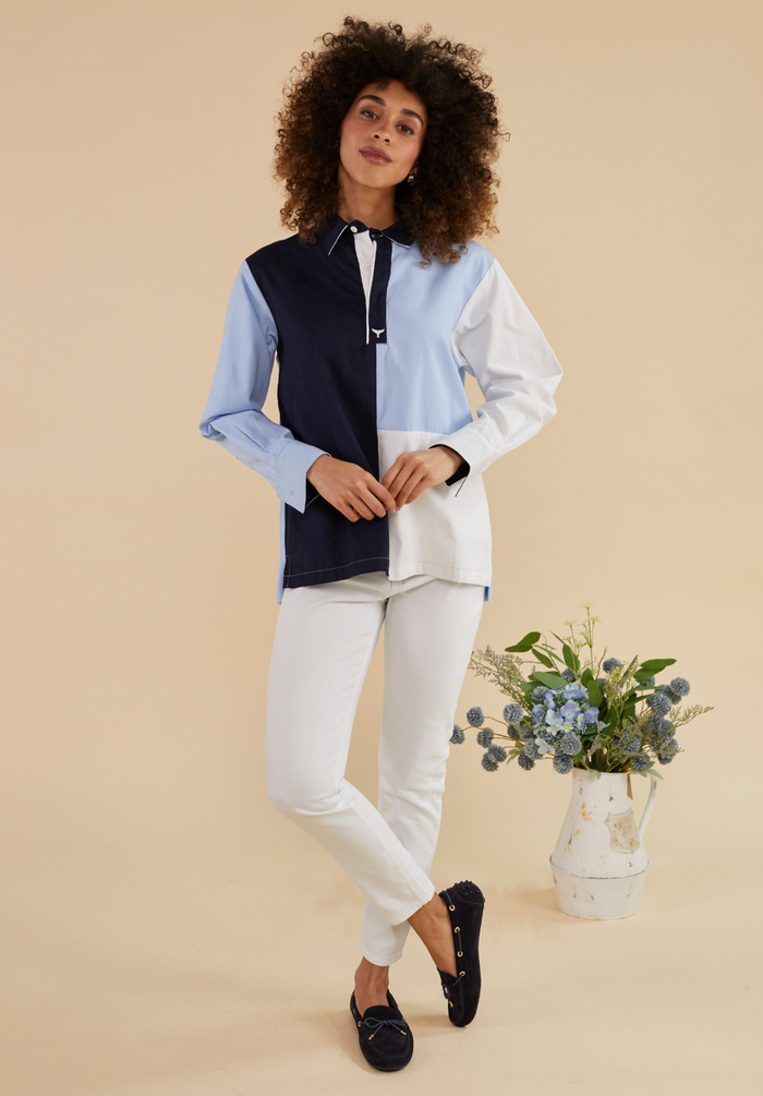 Dartmouth Women's Deck Shirt - Blue - Whale Of A Time Clothing