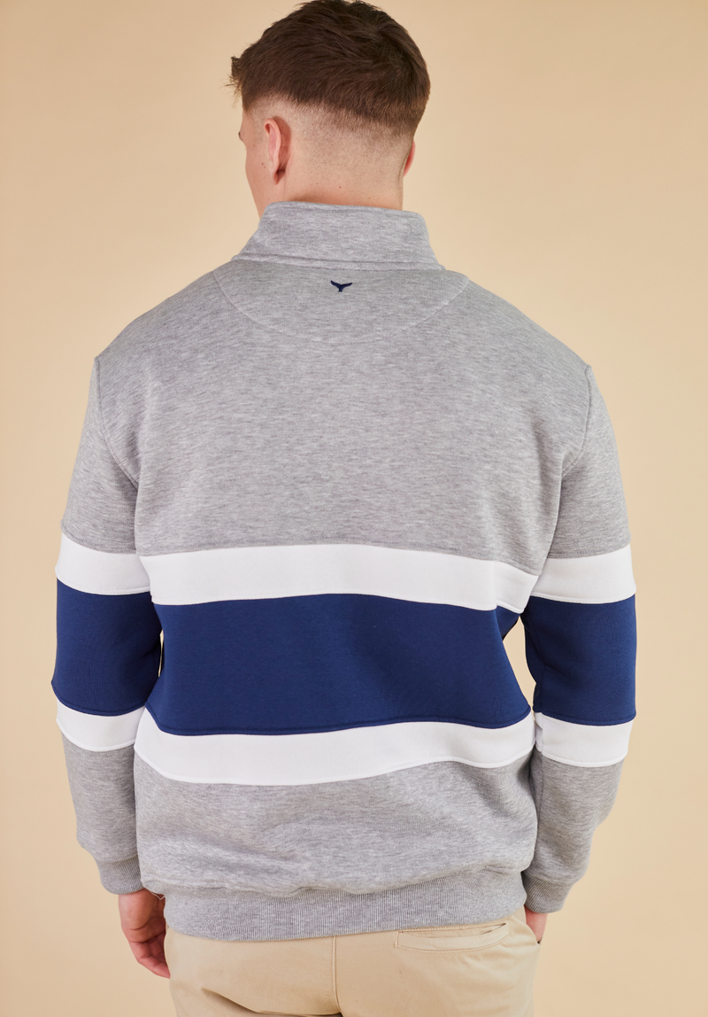 Evesham Men's Quarter Zip Sweatshirt - Grey - Whale Of A Time Clothing