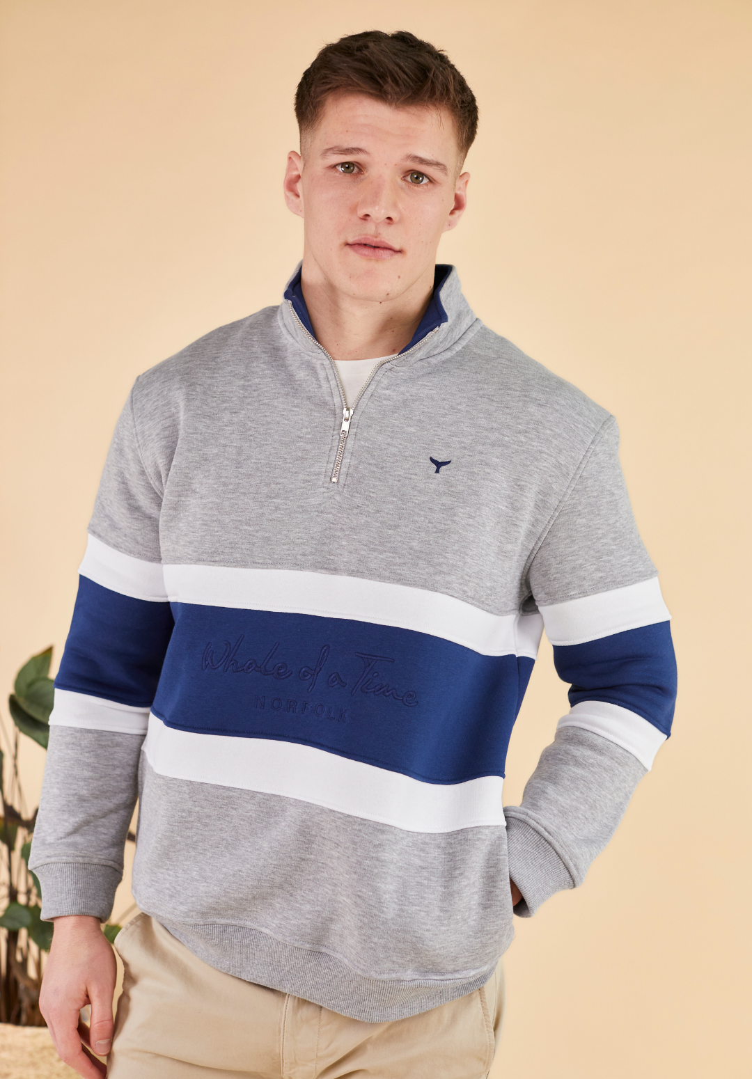 Evesham Men's Quarter Zip Sweatshirt - Grey - Whale Of A Time Clothing