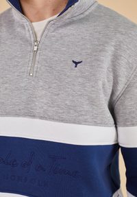 Evesham Men's Quarter Zip Sweatshirt - Grey - Whale Of A Time Clothing